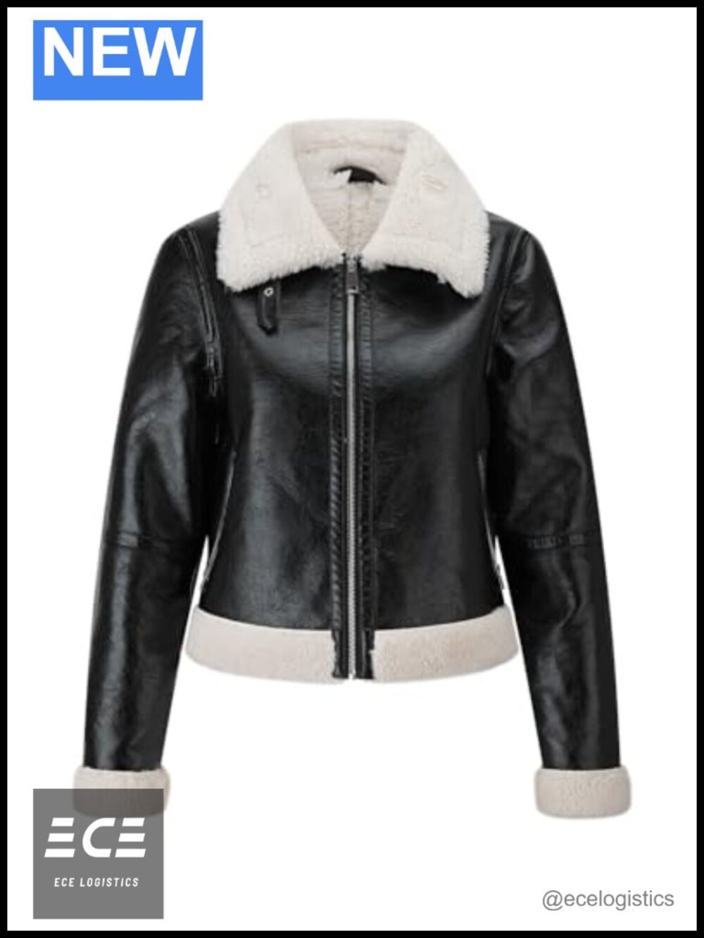 Faux Fur Lined Faux Leather Cropped Moto Biker Jacket Women Winter